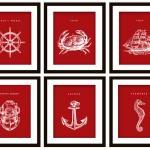 6 Nautical Art Prints, Any C..