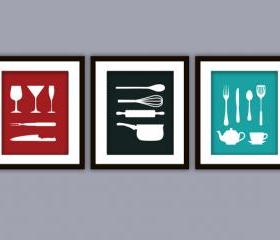 DISCOUNT Kitchen Art Print (ANY color, Set of Three)