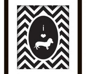Chevron Daschund Dog Lover Print Yourself Art Poster