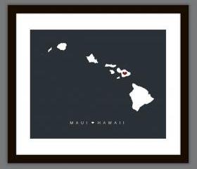 Personalized Hawaii Love Map Wall Art Printable