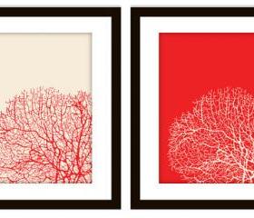 Bathroom Sea Coral Art Prints (Set of 2) in ANY colors